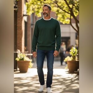 CHRISTOPHER ELLIOTT Extra Fine Merino Wool Crewneck Sweater Israel‎ Green M